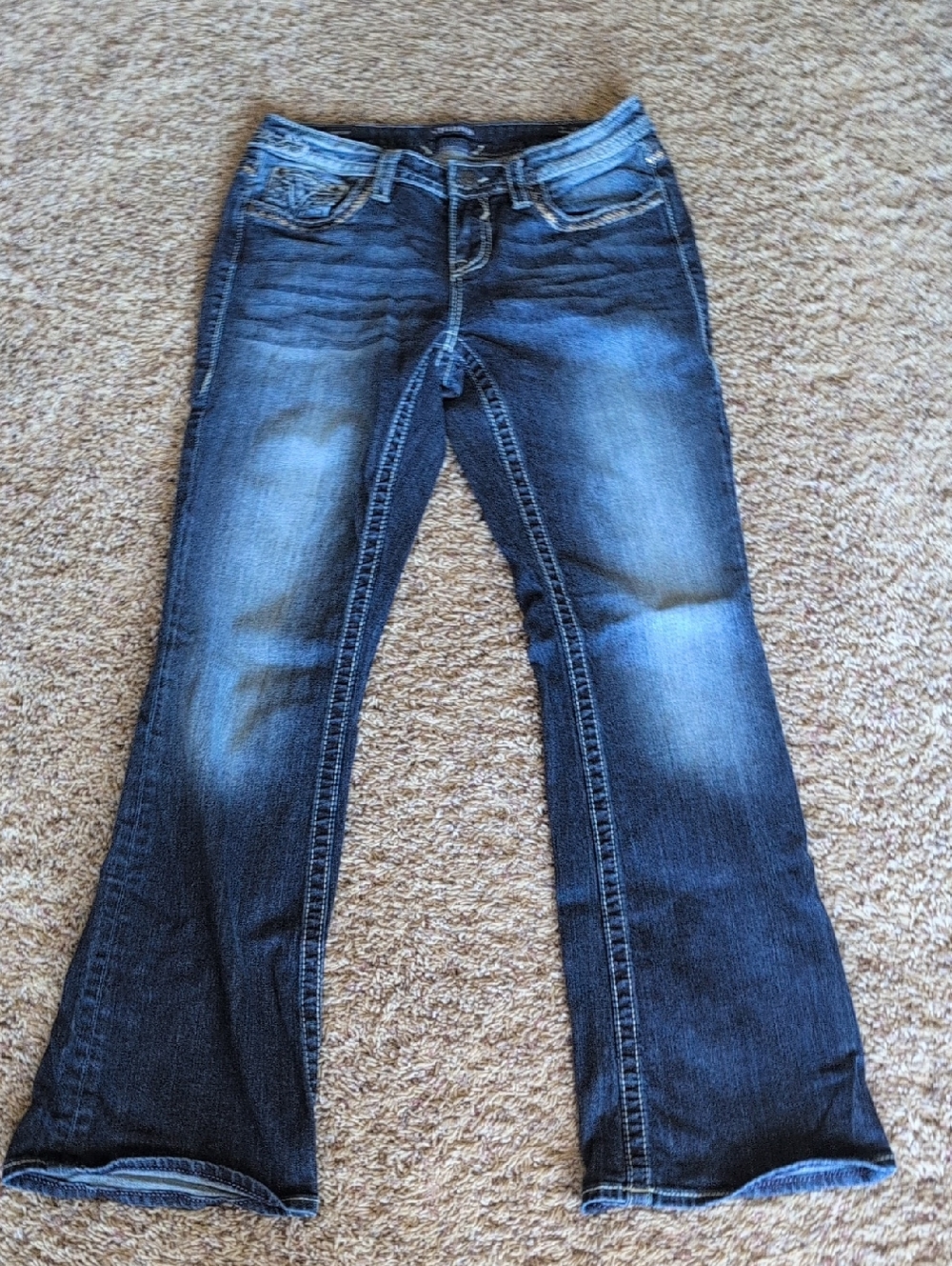 Vigoss Medium-Dark Blue Bootcut Jeans with Faded Highlights